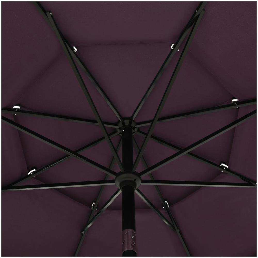Ombrellone a 3 Livelli con Palo in Alluminio Rosso Bordò 3,5 m - Foto 3