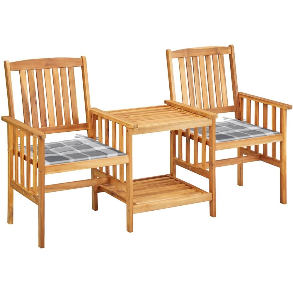 Sedie da Giardino con Cuscini e Tavolino in Massello di Acacia - Foto 1