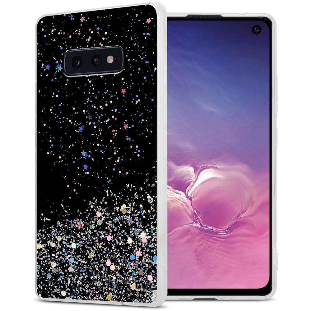 Custodia Compatibile Con Samsung Galaxy S10e In Nero Con Glitter - Coperchio Protettivo In Silicone Tpu Flessibile Con Glitter Scintillanti - Foto 1