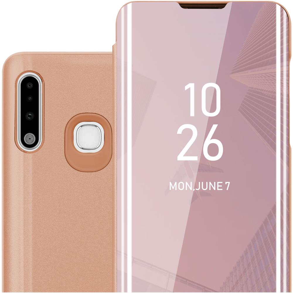 Custodia Compatibile Con Samsung Galaxy A70e In Kunzit Rosa - Clear View Specchio Coperchio Protettivo Con Funzione Di Supporto Protezione A 360 Gradi - Foto 1