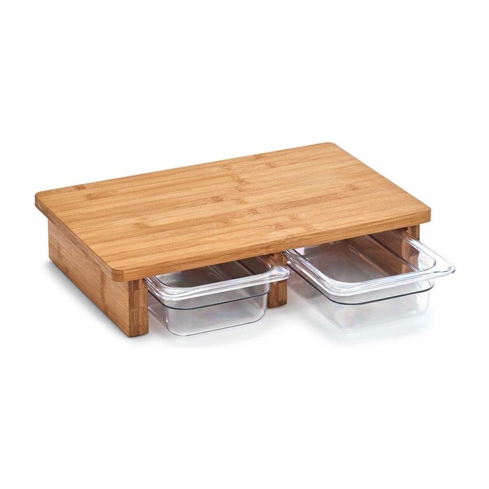 Tagliere Con Cassetti Retrattili, Accessorio Da Cucina In Bambù - 40,5 X 26,5 X 8,5 Cm, Zeller - Foto 3