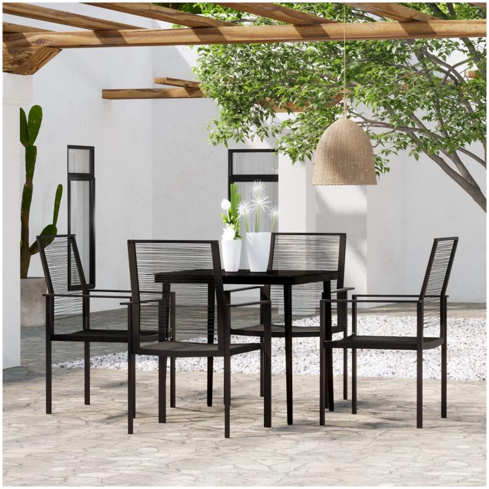 Set Mobili Da Pranzo Per Giardino 5 Pz Nero - Foto 1