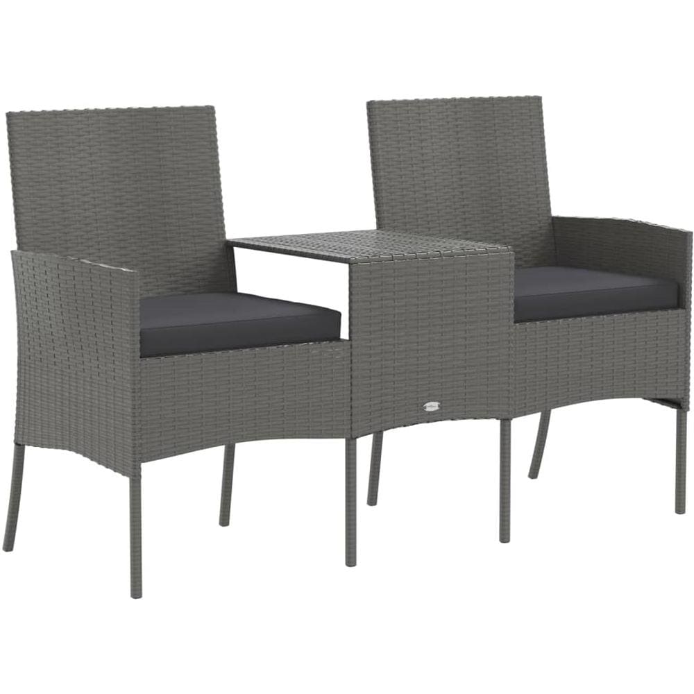 Divano Da Giardino 2 Posti Con Tavolino In Polyrattan Antracite - Foto 2