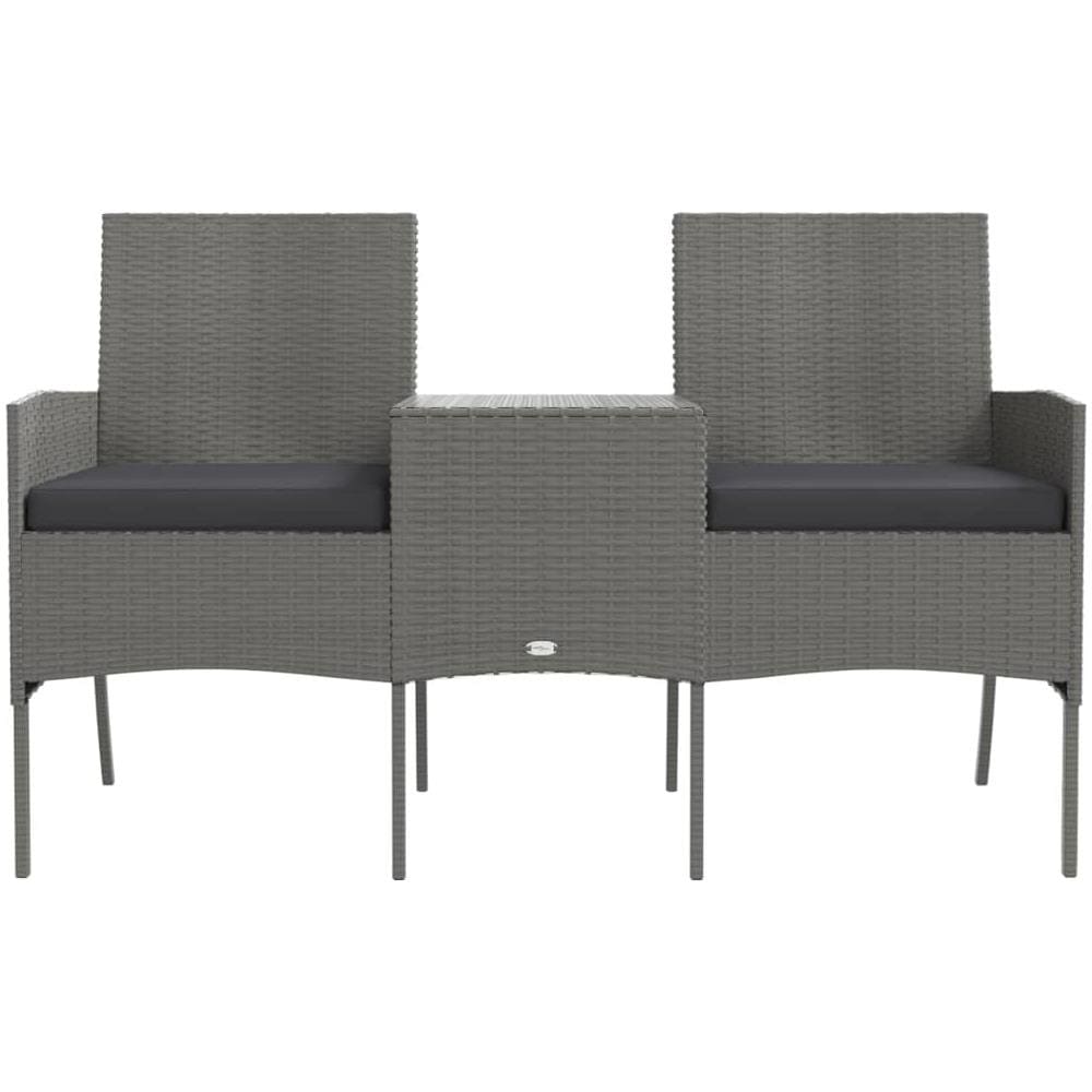 Divano Da Giardino 2 Posti Con Tavolino In Polyrattan Antracite - Foto 3