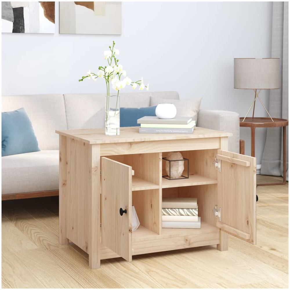 Tavolino Da Salotto 71x49x55 Cm In Legno Massello Di Pino - Foto 2