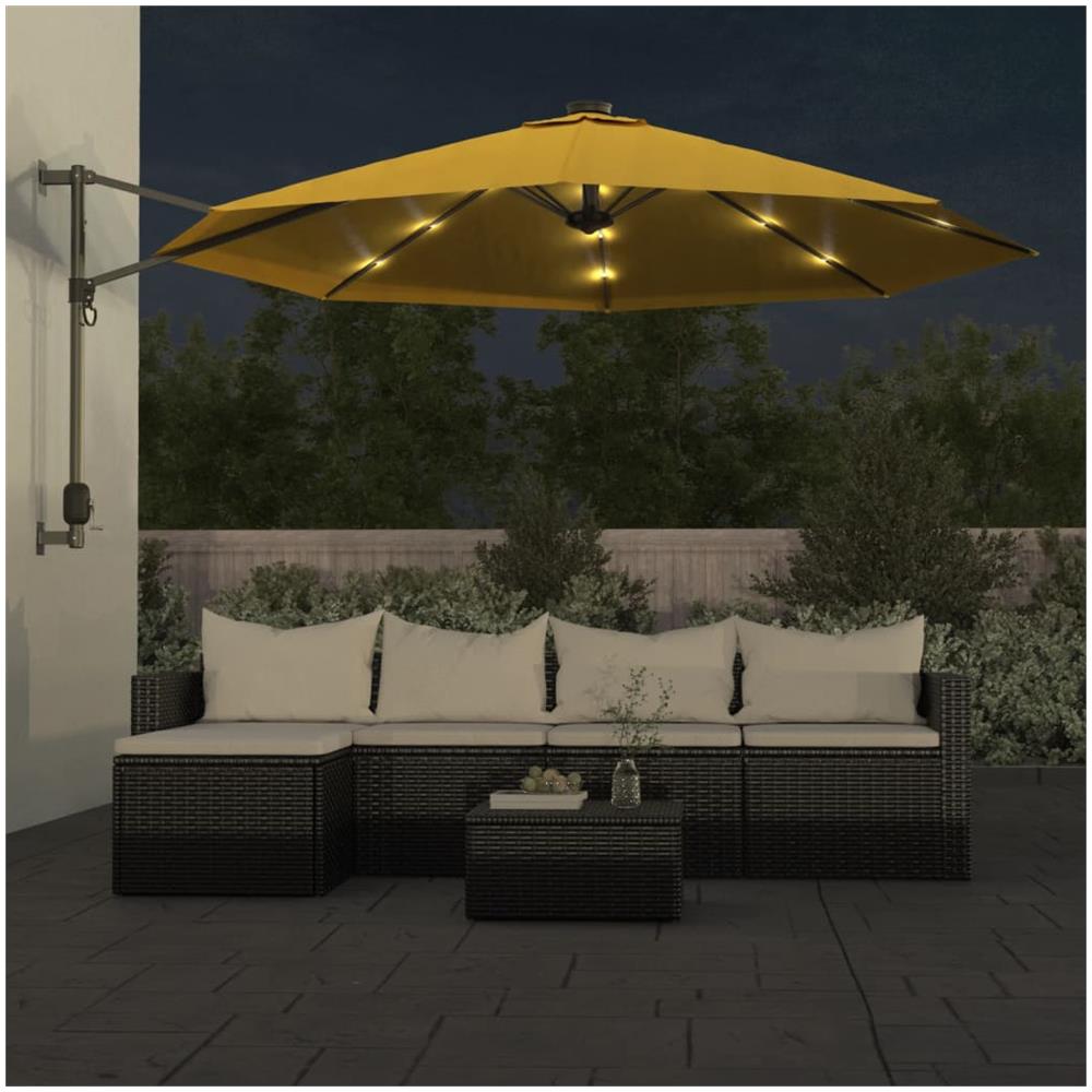 Ombrellone A Parete Con Led Giallo 290 Cm - Foto 3