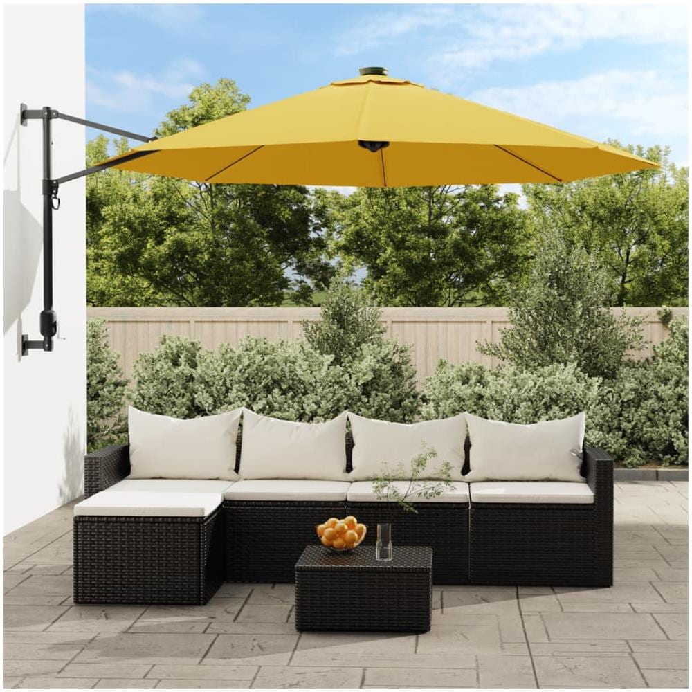 Ombrellone A Parete Con Led Giallo 290 Cm - Foto 1