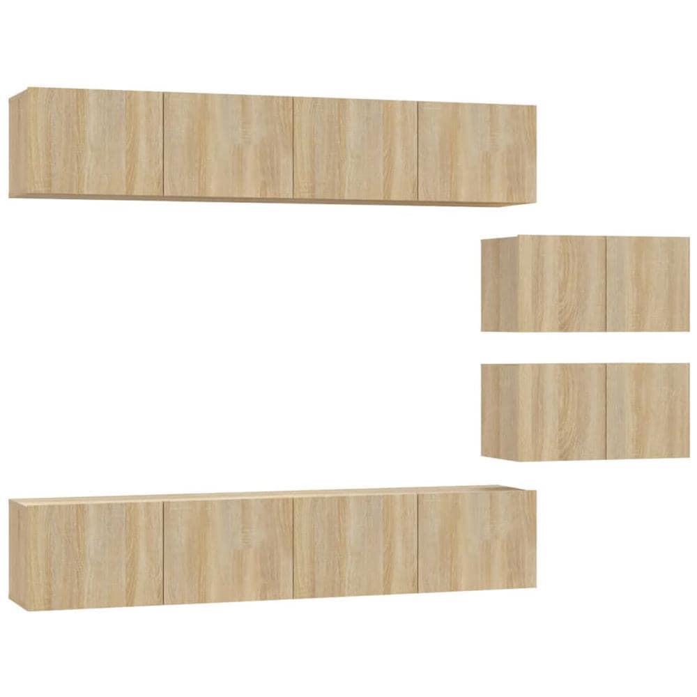 Set Di Mobili Porta Tv 6 Pz Rovere Sonoma In Legno Multistrato - Foto 2