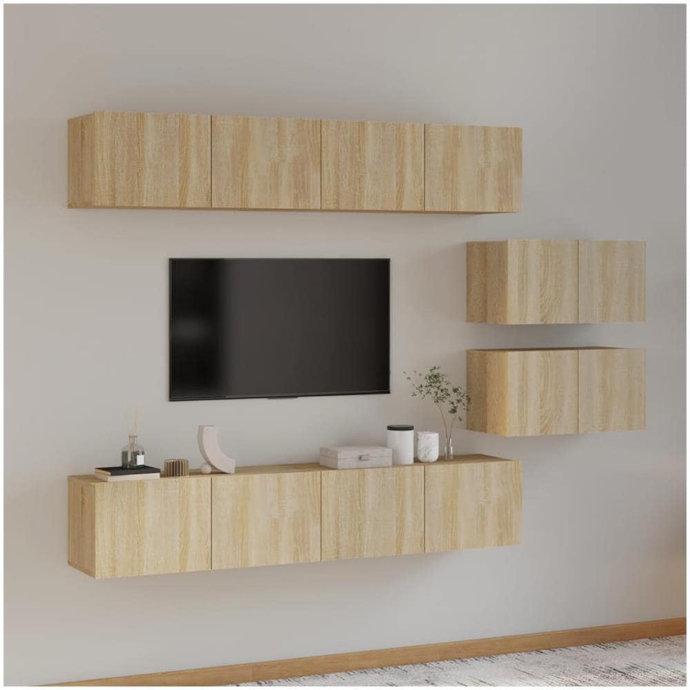 Set Di Mobili Porta Tv 6 Pz Rovere Sonoma In Legno Multistrato - Foto 1