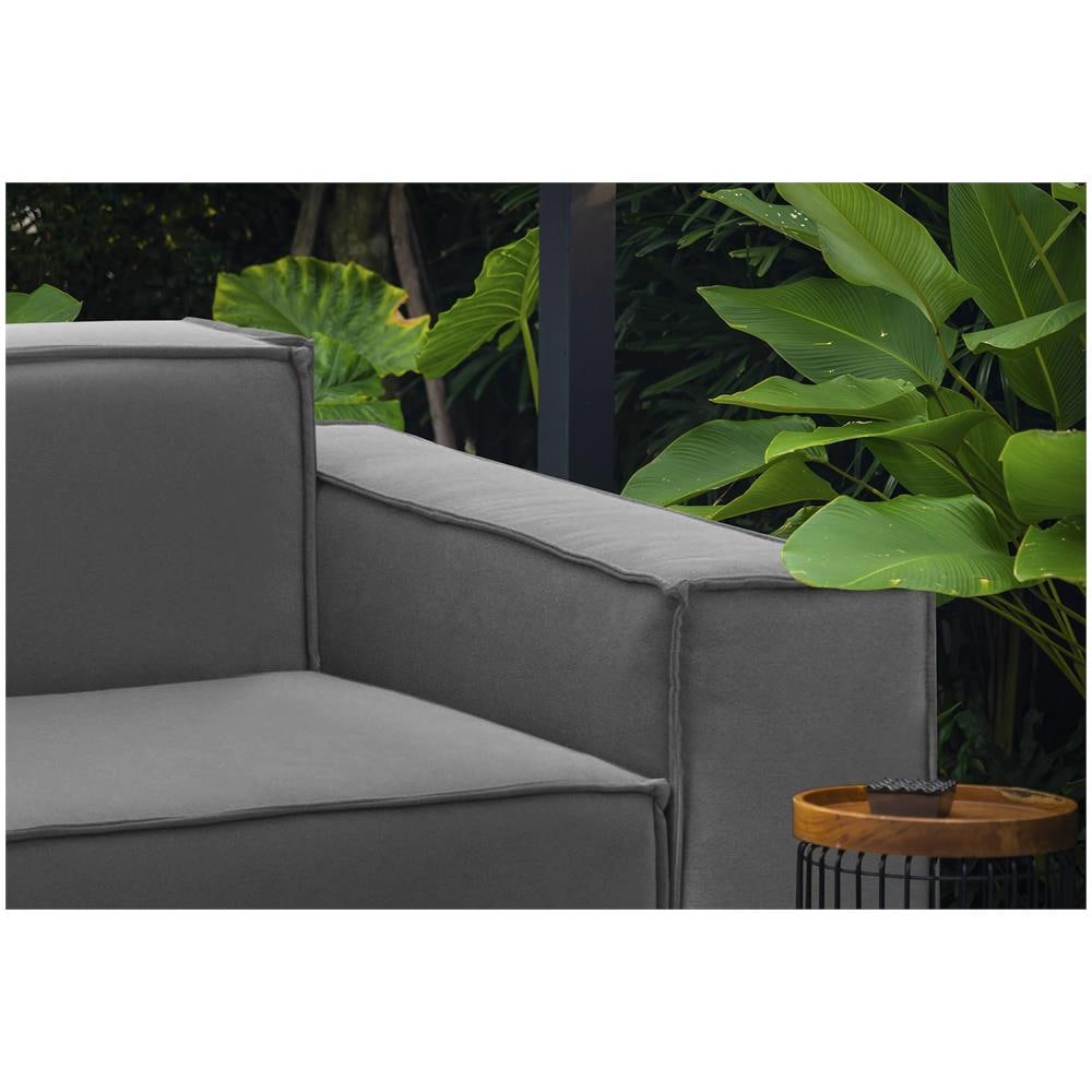 Divano Fisso Paola, Divano Componibile A 2 Posti Lineare, 100% Made In Italy, Sofà Moderno Da Soggiorno In Tessuto, Cm 220x95h70, Grigio - Foto 4