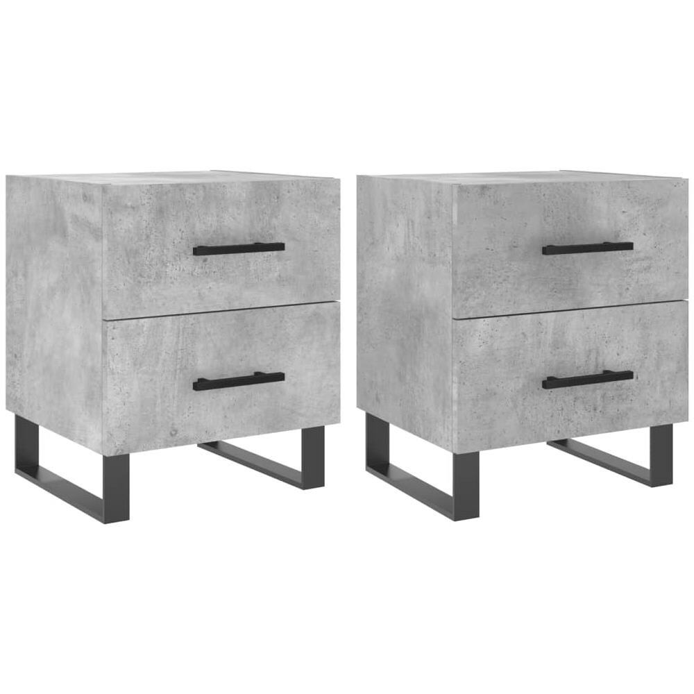 Comodini 2 Pz Grigio Cemento 40x35x47,5 Cm In Legno Multistrato - Foto 2