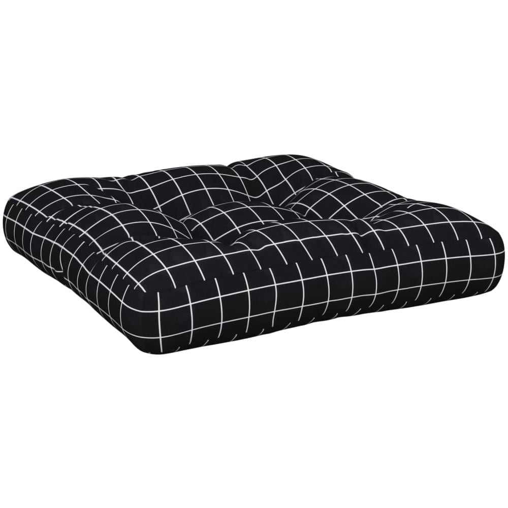 Cuscino Pallet Motivo A Quadri Nero 58x58x10 Cm Tessuto Oxford - Foto 2