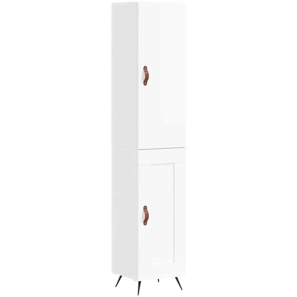 Credenza 34,5x34x180 Cm In Legno Multistrato Bianco Lucido - Foto 2