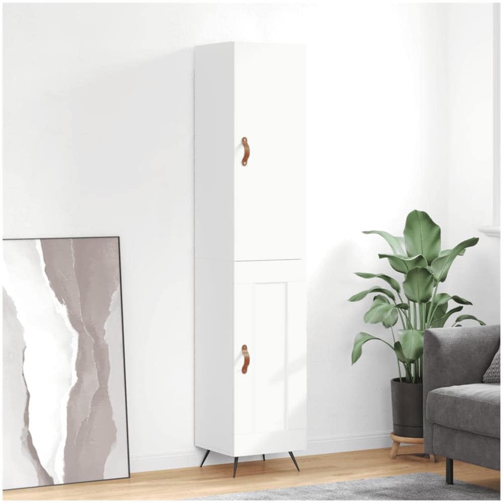 Credenza 34,5x34x180 Cm In Legno Multistrato Bianco Lucido - Foto 1
