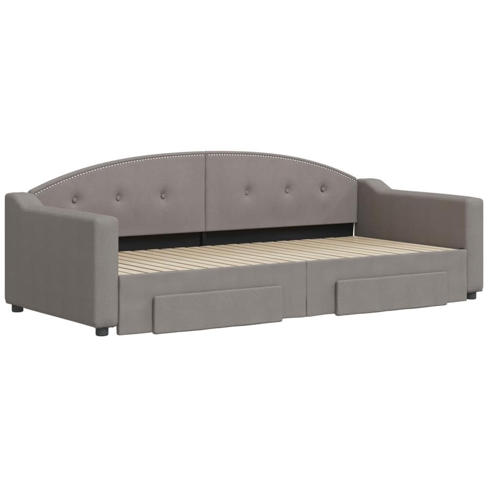 Divano Letto Estraibile Con Cassetti Tortora 90x200 Cm Tessuto - Foto 2