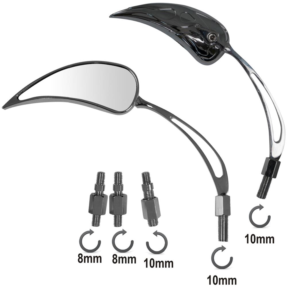 Specchio Coppia Retrovisore Specchietti Moto Chopper Custom Cromo Dx+sx - Foto 1