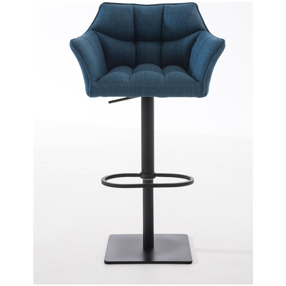 Sgabello Alto Bar Damaso I Sgabello Design Cucina Trapuntato in Tessuto con Braccioli E Schienale Imbottiti l Sedia Sgabello Bar Pub con Poggiapiedi Blu Nero - Foto 2