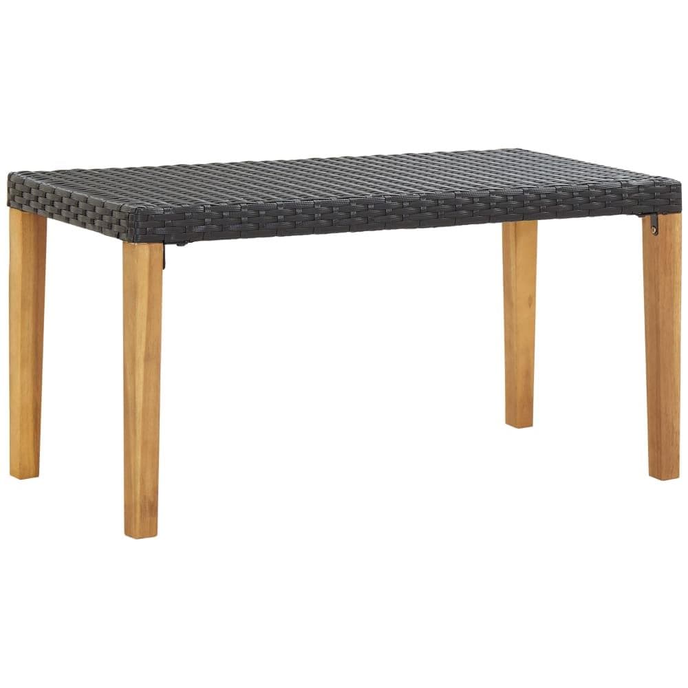 Panchina da Giardino 120 cm Nero Polyrattan e Massello d'Acacia - Foto 1