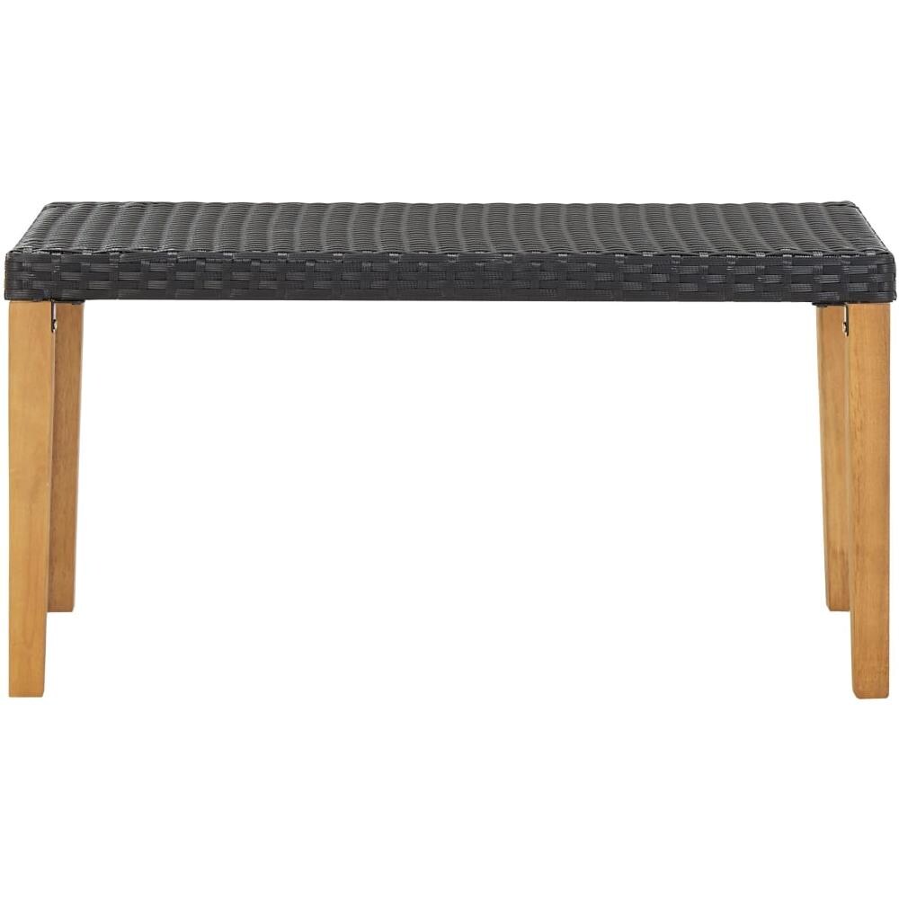 Panchina da Giardino 120 cm Nero Polyrattan e Massello d'Acacia - Foto 2