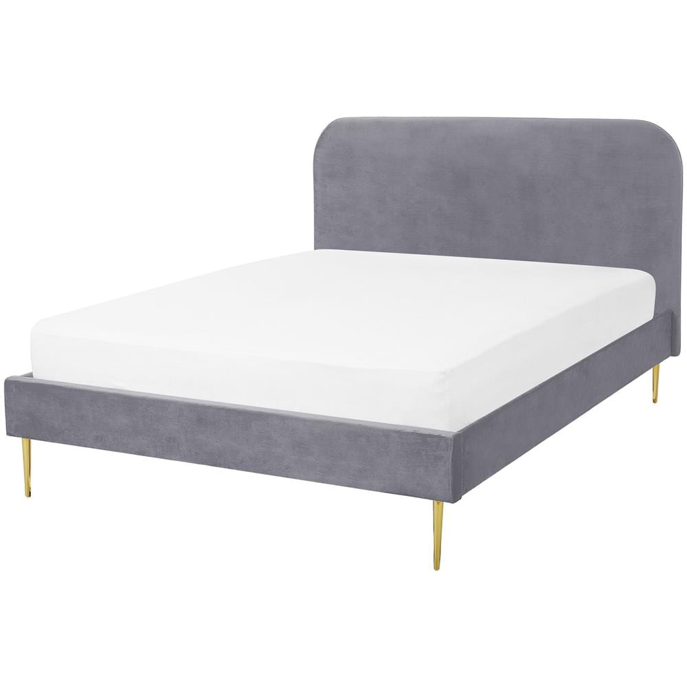 Letto Matrimoniale In Velluto Grigio 160x200cm Flayat - Foto 1