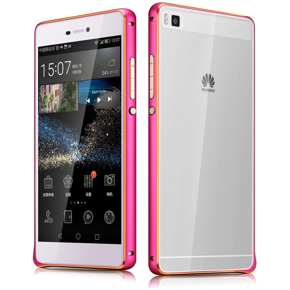 Huawei P8 Paraurti Scafo Rosso Ultra Sottile Tpu E Telaio In Alluminio - Foto 1