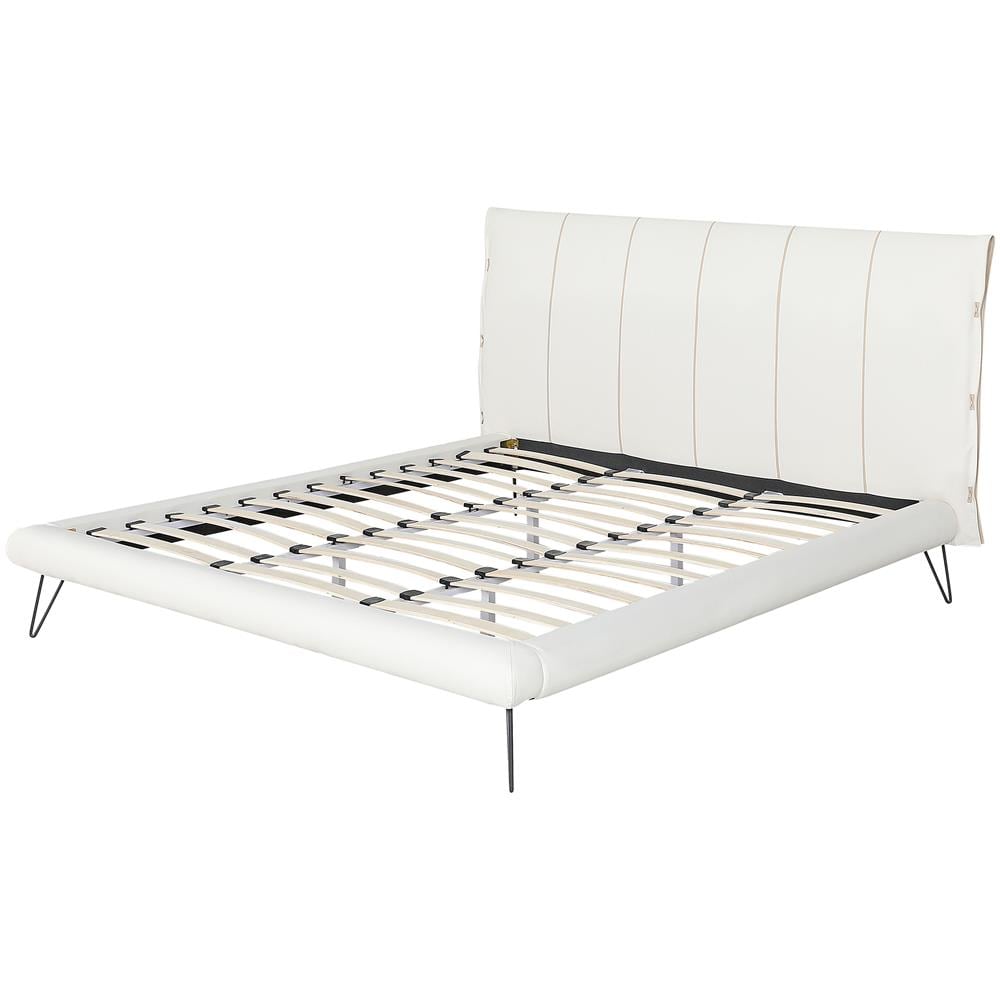 Letto A Doghe In Similpelle Bianco 180 X 200 Cm Betin - Foto 2