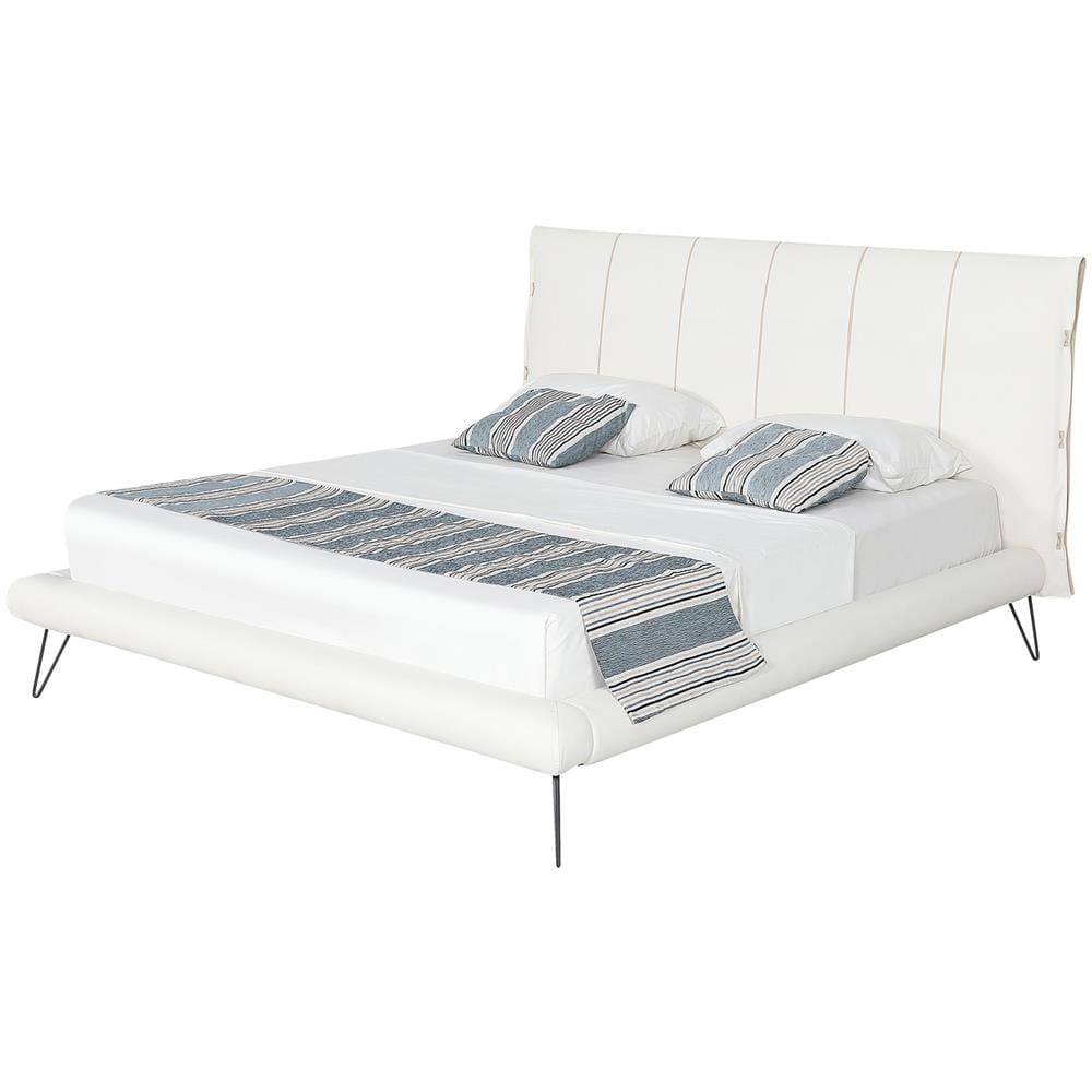 Letto A Doghe In Similpelle Bianco 180 X 200 Cm Betin - Foto 1