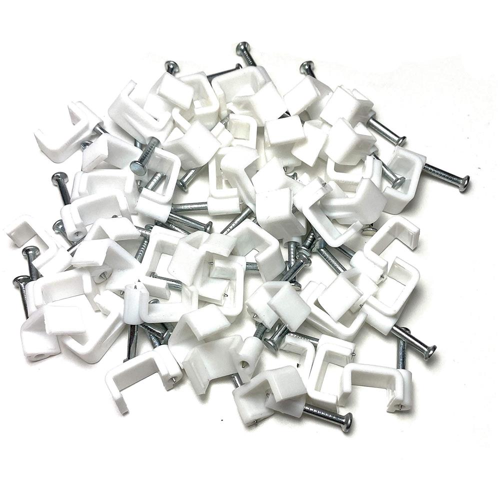 Legare Del Cavo Di Plastica Bianco Piatto Eletico Clip Tv Telefono Internet Fissaggi Di Piombo 50 Pezzi (12 Mm) - Foto 4