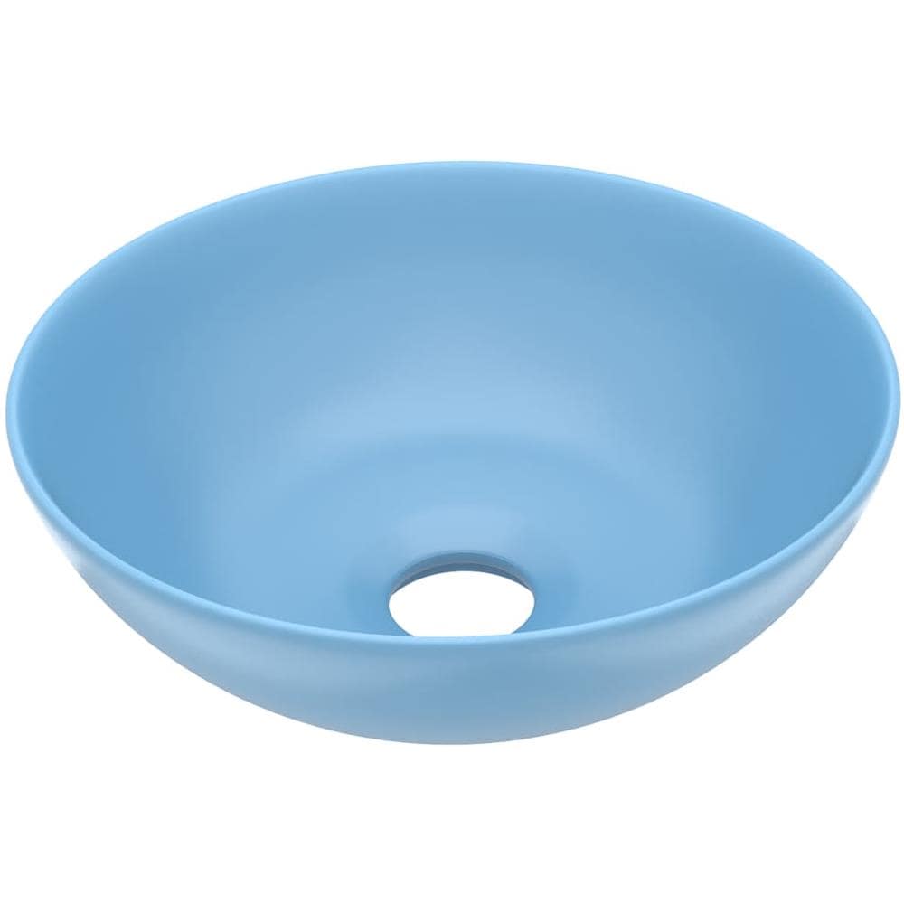 Lavandino da Bagno in Ceramica Azzurro Rotondo - Foto 1