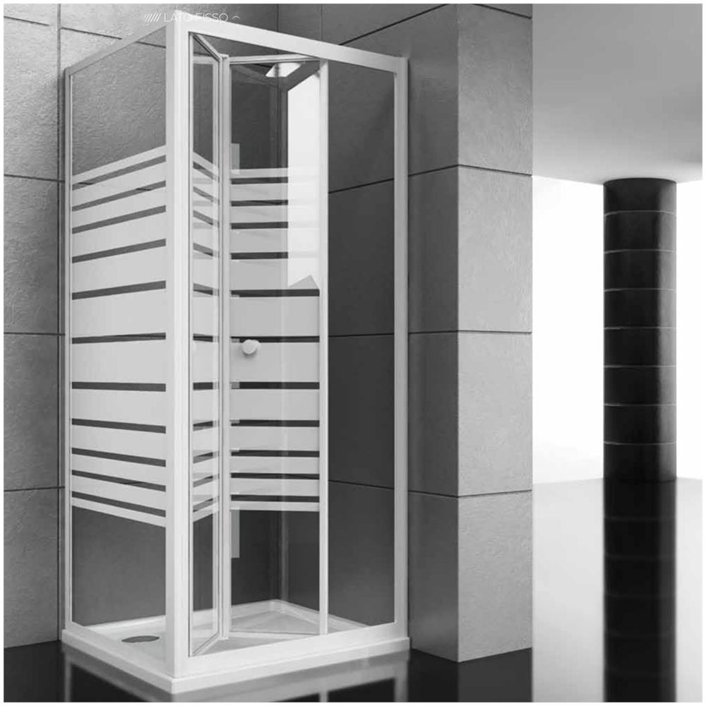 Lato Fisso Box Doccia Book Adatto Per Porta A Soffietto Book Cristallo Temprato *** Misure : 68-70xh190 Cm Serigrafato - Foto 1