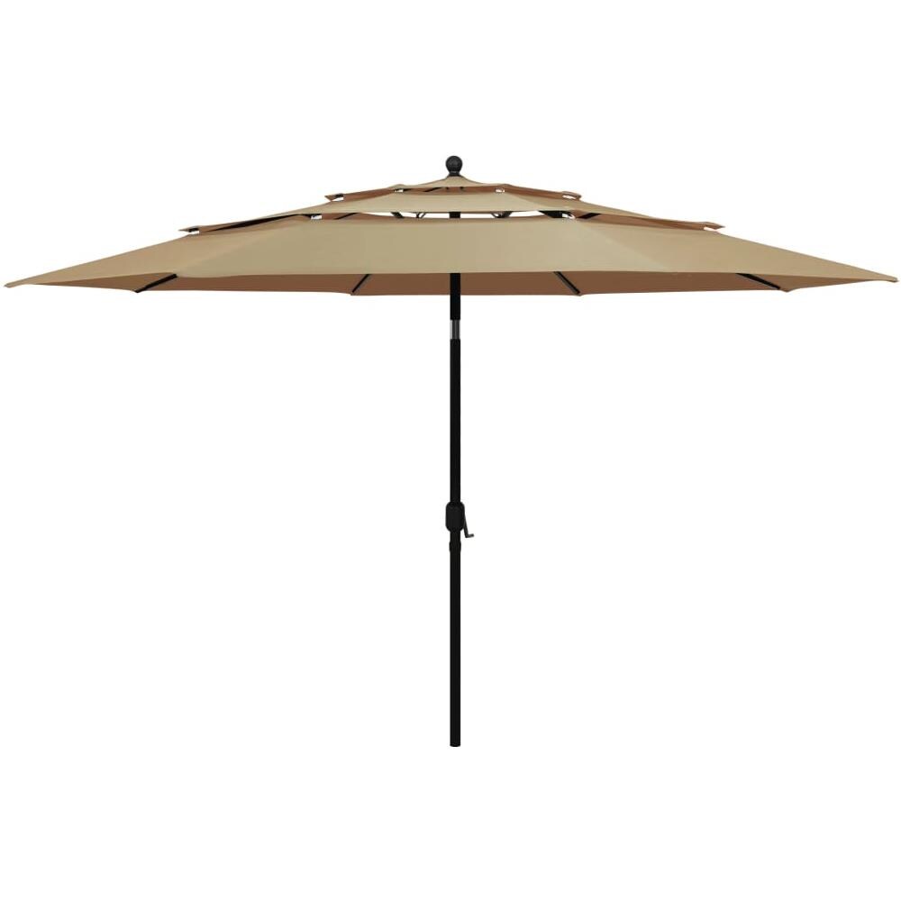 Ombrellone a 3 Livelli con Palo in Alluminio Grigio Talpa 3,5 m - Foto 1