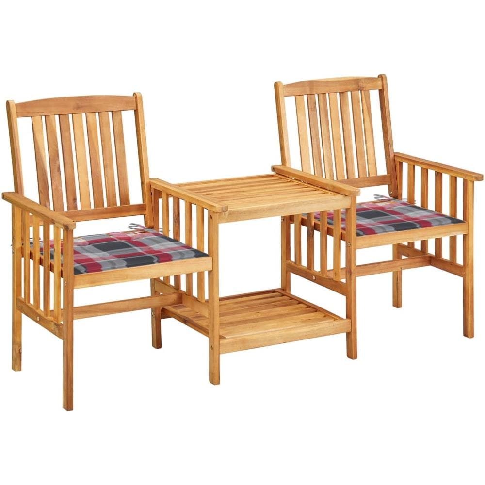 Sedie da Giardino con Cuscini e Tavolino in Massello di Acacia - Foto 1