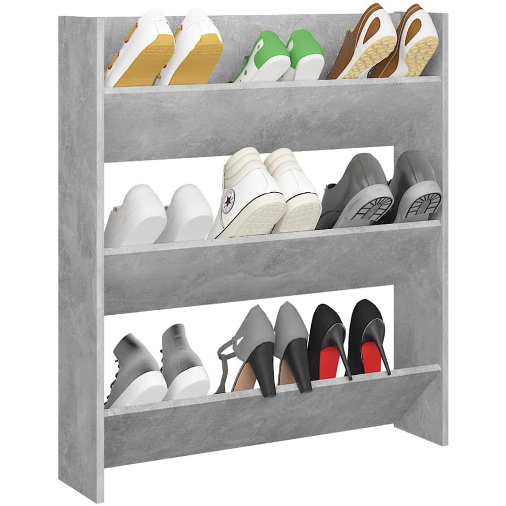 Scarpiera A Muro Grigio Cemento 80x18x90 Cm In Truciolato - Foto 3