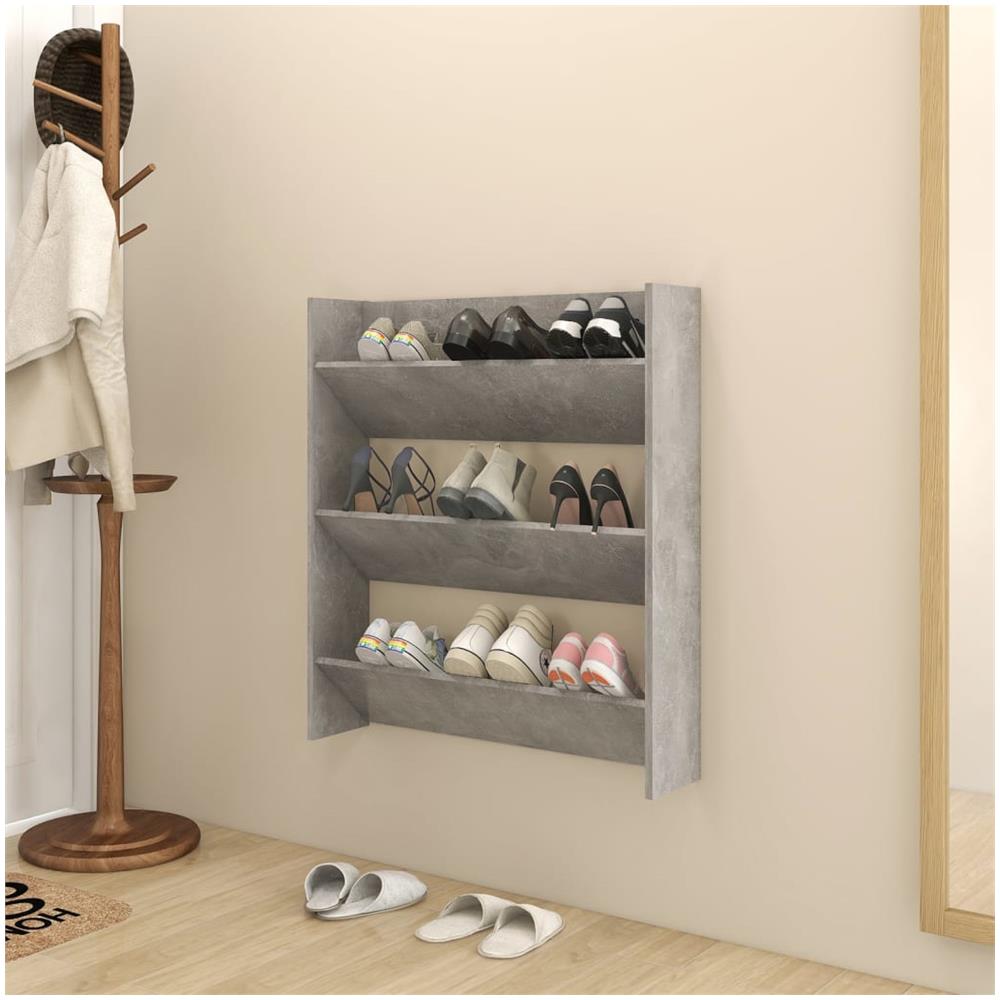 Scarpiera A Muro Grigio Cemento 80x18x90 Cm In Truciolato - Foto 1