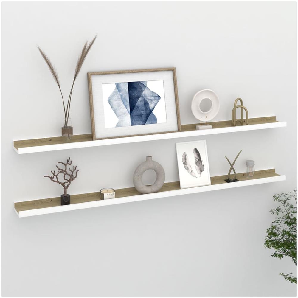 Mensole Da Parete 2 Pz Bianco E Rovere Sonoma 115x9x3 Cm - Foto 1