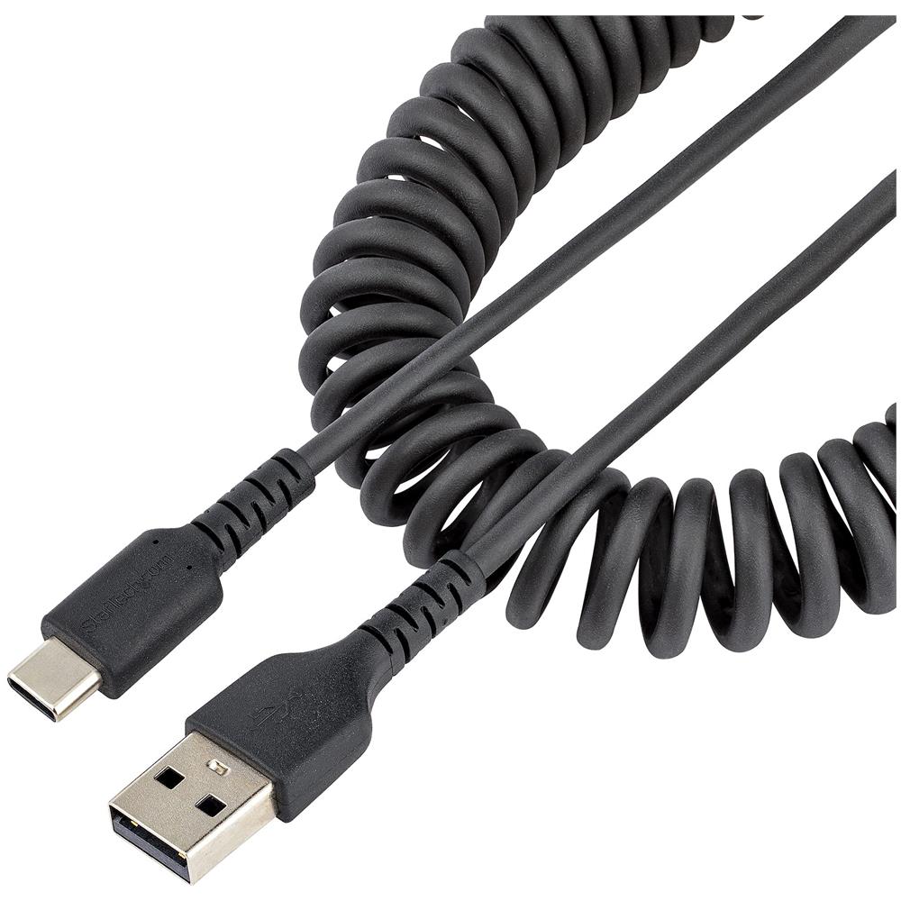 Cavo USB C Ricarica Veloce da 50cm; Cavetto USB tipo C 2.0 Spiralato di Alimentazione e Sincronizzazione; Cavo Adattatore USB A a USB C corto in resistente Fibra Aramidica, Maschio-Maschio, TPE - Nero - Foto 1