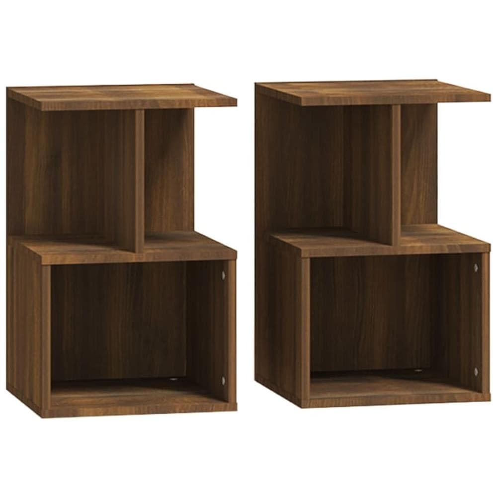 Comodini 2 Pz Rovere Marrone 35x35x55 Cm In Legno Multistrato - Foto 2