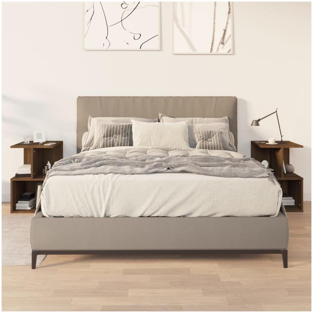 Comodini 2 Pz Rovere Marrone 35x35x55 Cm In Legno Multistrato - Foto 1