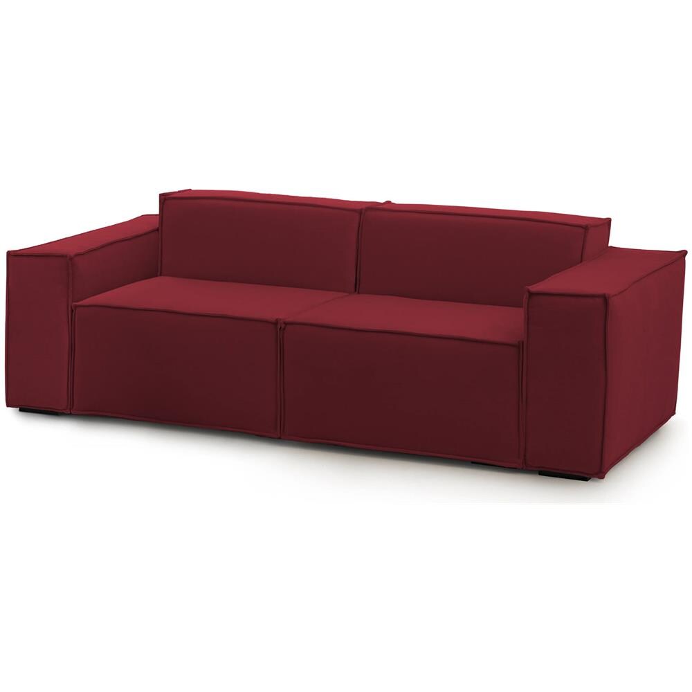 Divano Fisso Paola, Divano Componibile A 2 Posti Lineare, 100% Made In Italy, Sofà Moderno Da Soggiorno In Tessuto, Cm 220x95h70, Rosso - Foto 2