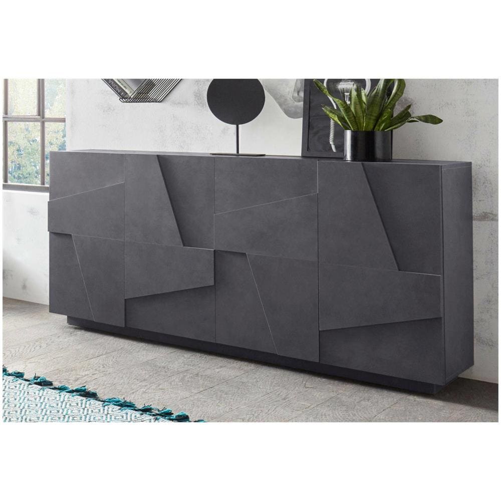 Credenza Noel, Madia Da Cucina A 4 Ante, Buffet Da Soggiorno, 100% Made In Italy, Cm 162x44h86, Ardesia - Foto 1