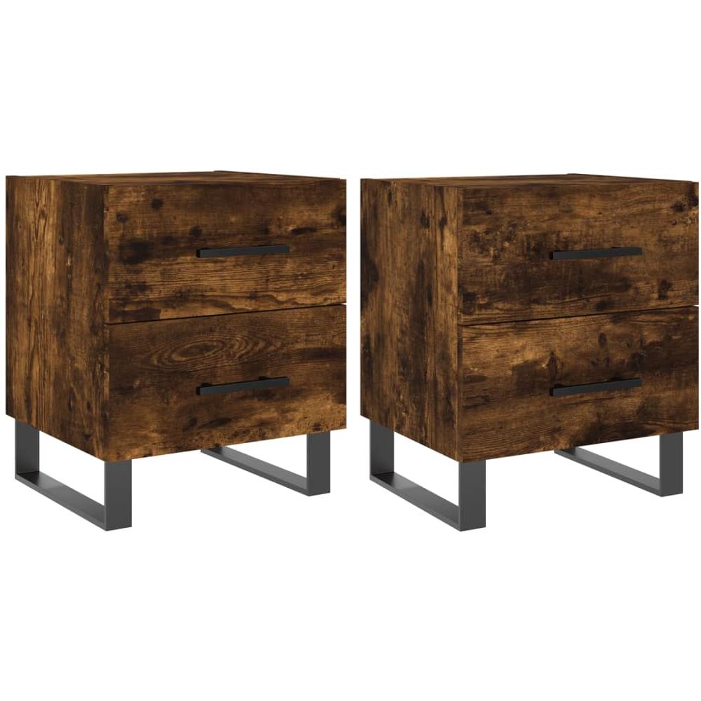 Comodini 2 Pz Rovere Fumo 40x35x47,5 Cm In Legno Multistrato - Foto 2