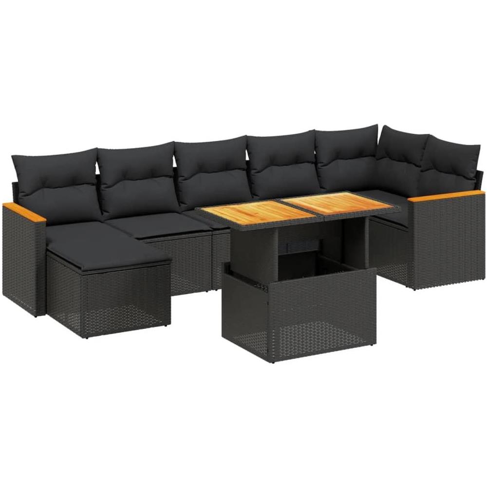 Set Divani da Giardino con Cuscini 8 pz Nero in Polyrattan - Foto 1