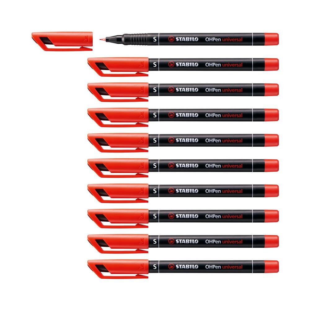 OHPen universal Permanente - Marcatore - Tratto Superfine (0,4 mm) - Confezione da 10 - Rosso - Foto 1