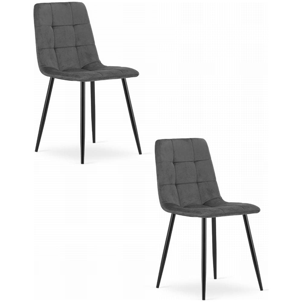 Sedia PYRA in velluto grigio scuro, design moderno x2 - Foto 1