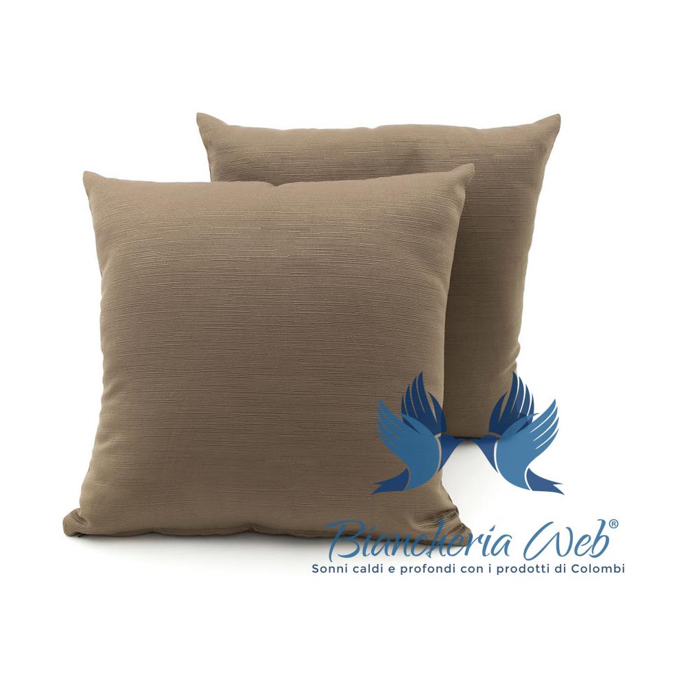 Coppia Cuscini Arredo Imbottiti Tessuto Ottoman In Tinta Unita Colore Tortora 43 50x50 Tortora 43 - Foto 2