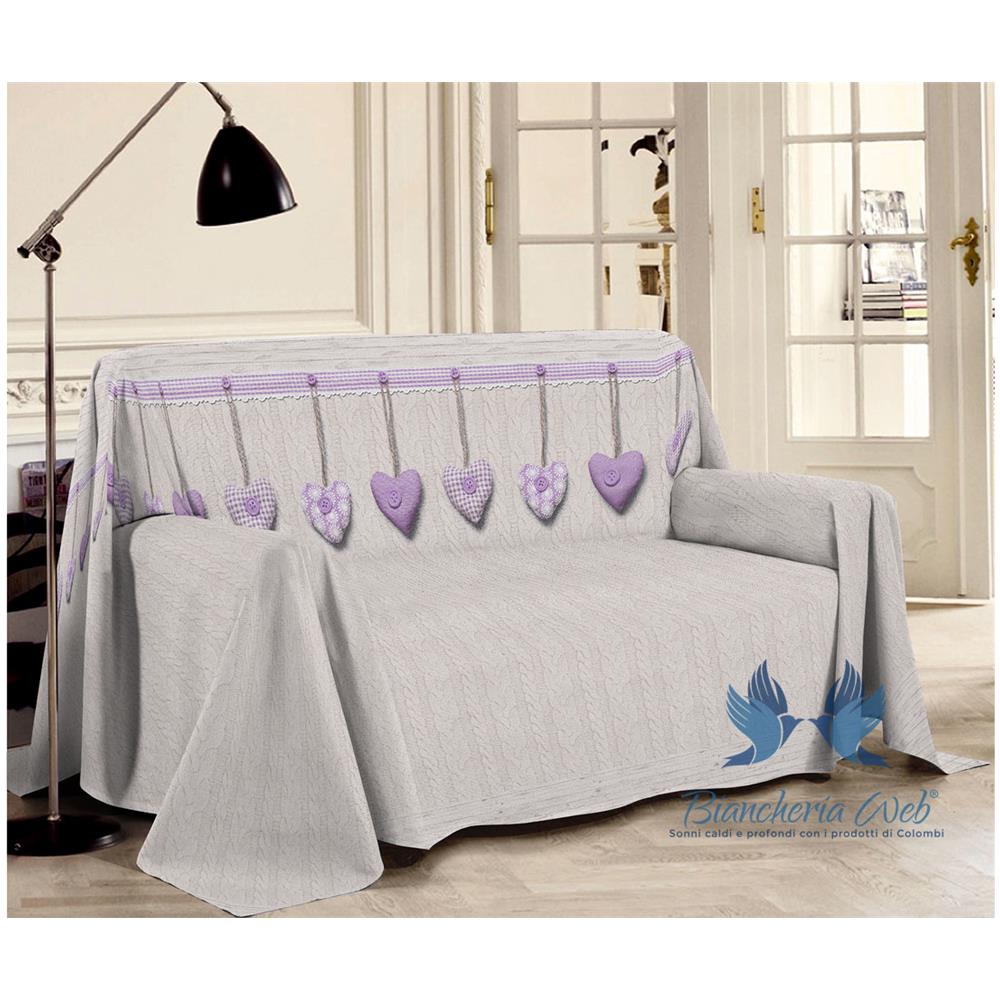 Telo Arredo Linea Pensieri Delicati Disegno Cuore Appeso Matrimoniale Lilla - Foto 1