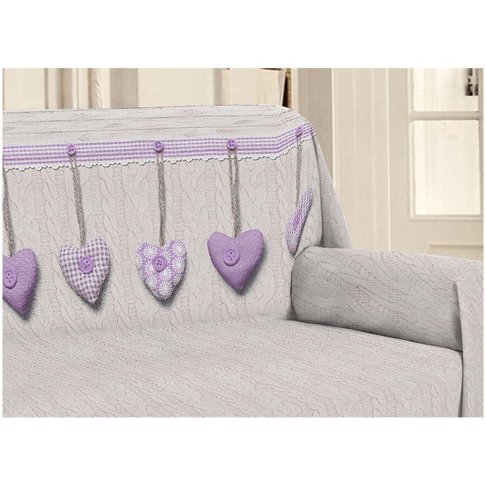 Telo Arredo Linea Pensieri Delicati Disegno Cuore Appeso Matrimoniale Lilla - Foto 4