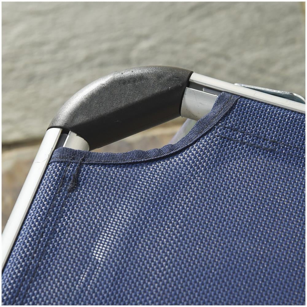 Sdraio Da Giardino Pieghevole Con Poggiatesta Lettino Prendisole Con Schienale Regolabile Blu Scuro - Foto 2
