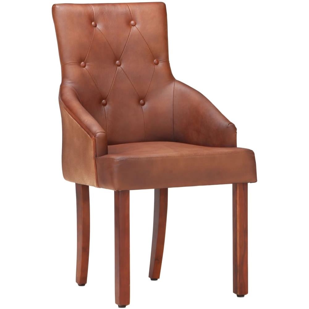 Sedie da Pranzo 6 pz Marroni in Vera Pelle di Capra - Foto 2