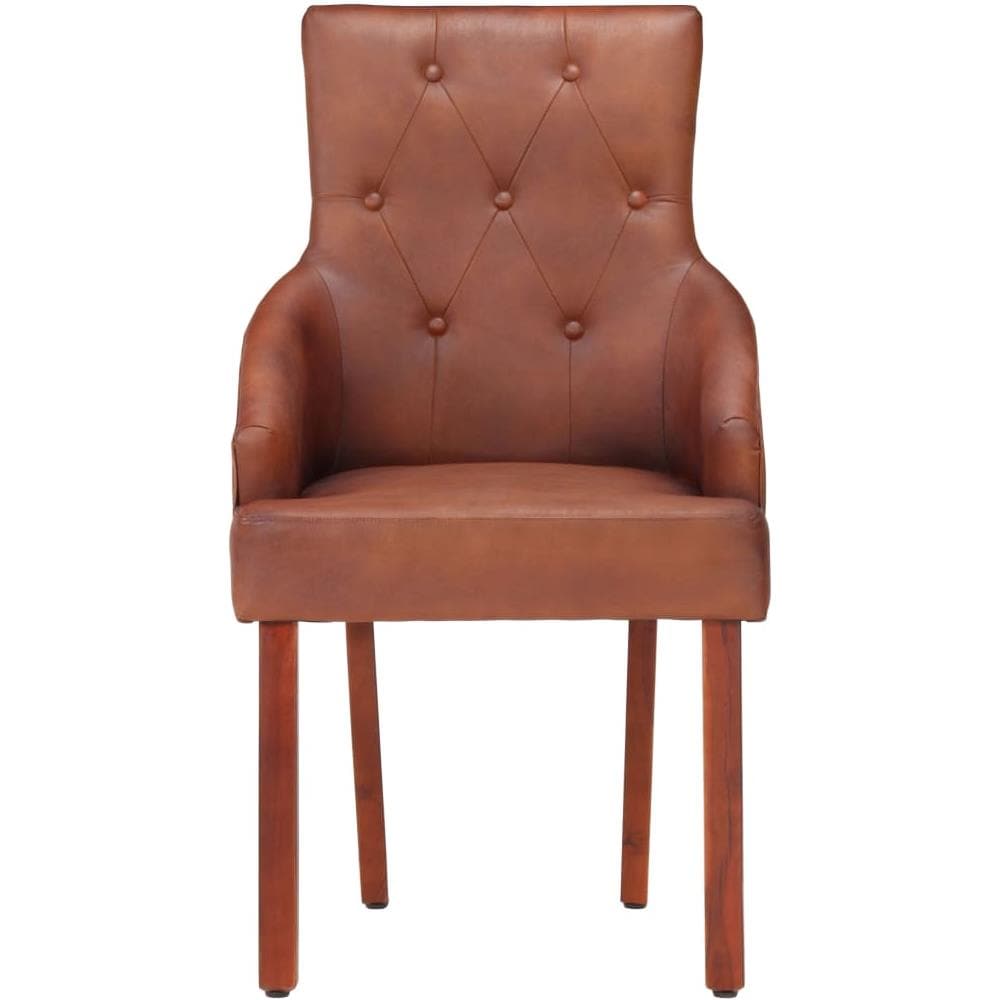 Sedie da Pranzo 6 pz Marroni in Vera Pelle di Capra - Foto 3